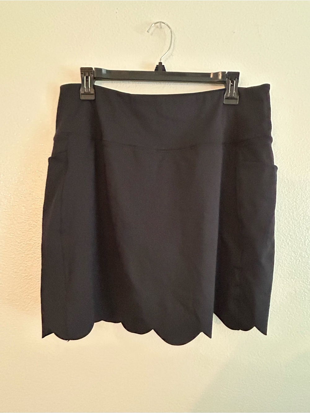 Women's Black Scalloped Hem Mini Skort